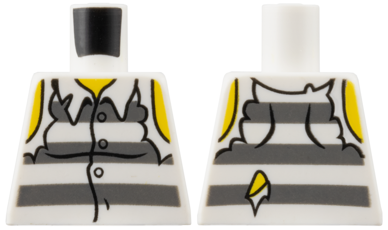 Torso Town Prisoner Shirt with Prison Stripes and Torn out Sleeves Pattern