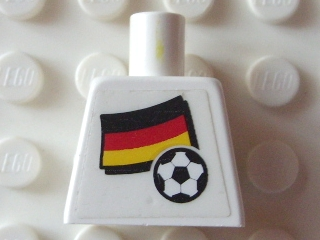 Torso Soccer White/Black Team, German Flag Sticker Front, Black Number Sticker Back Pattern (specify number in listing)