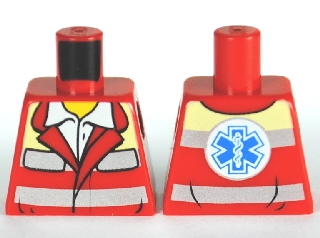 Torso Open Collar with White Shirt, Safety Stripes, EMT Star of Life on Back Pattern