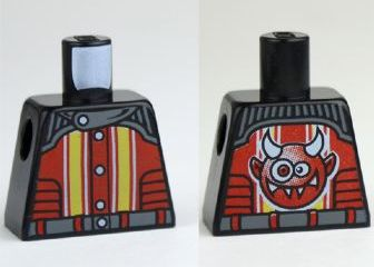 Torso Racers with 5 Buttons, Yellow and White Stripes Front, Crazy Demon Back Pattern