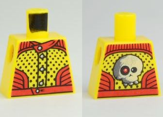 Torso Racers with 5 Buttons, Black Dots Front, Red Eye Skull Back Pattern