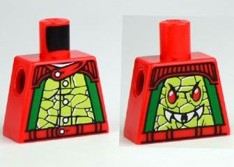 Torso Racers with 5 Buttons, Lime Reptile Scales Front, Reptile Head Back Pattern