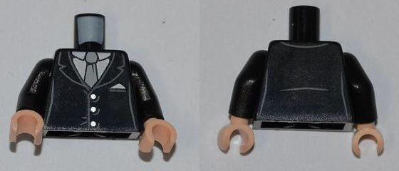 Torso Suit with 3 Buttons and Gray Tie Pattern / Black Arms / Light Nougat Hands