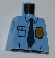 Torso Police Shirt with Gold Badge, Dark Blue Tie and Wrinkles Pattern