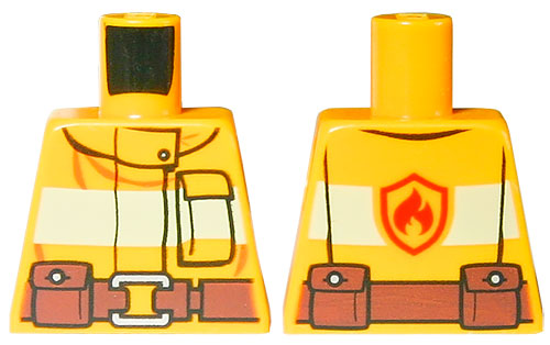Torso Fire Suit with Stripe and Brown Utility Belt and Fire Logo on Back Pattern