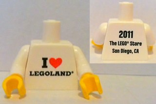 Torso I love Legoland Front, 2011 The LEGO Store San Diego, CA Back Pattern / White Arms / Yellow Hands