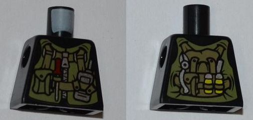 Torso Dino Utility Vest with Pocket and Dark Tan Straps, Screwdriver with Red Handle and Silver Radio Pattern