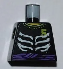 Torso Ninjago Skeleton Ribs White, Purple Waist Sash and Number 5 Pattern