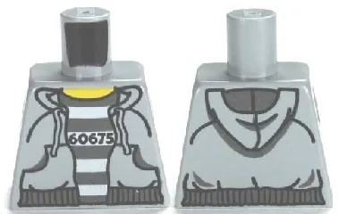 Torso Town Prisoner Number 60675, Hooded Sweatshirt over Prison Stripes Pattern