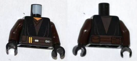 Torso SW Jedi Robe, Dark Brown Belt Pattern (Anakin Clone Wars) / Dark Brown Arms / Black Hands