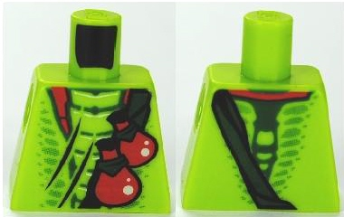 Torso Ninjago Snake with Dark Green Belt and Red Vials Pattern