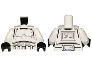 Torso SW Armor Stormtrooper, Detailed Armor with Shoulder Belts Pattern / White Arms / Black Hands