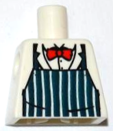 Torso Dark Blue Apron with White Stripes, Red Bow Tie Pattern