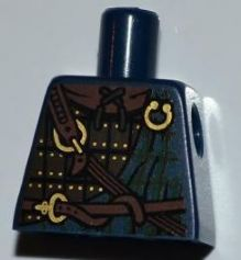 Torso Armor Vest with Dark Green Tartan Kilt, Brown Belts and Gold Buckles Pattern