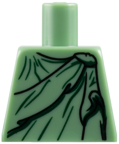 Torso Female Robe with Black Gathers and Dark Green Wrinkles Pattern