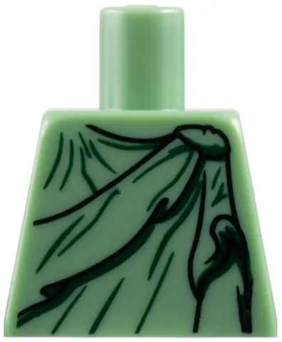 Torso Female Robe with Black Gathers and Dark Green Wrinkles Pattern