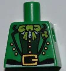 Torso Suit Jacket with Dark Green Vest, Lime Bow Tie and Gold Belt Buckle Pattern