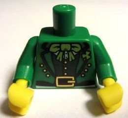 Torso Suit Jacket with Dark Green Vest, Lime Bow Tie and Gold Belt Buckle Pattern / Green Arms / Yellow Hands
