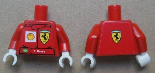 Torso Racers Ferrari front, Ferrari Logo back (Stickers) with F. Massa Name Pattern / Red Arms / White Hands