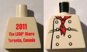 Torso Chef with 8 Buttons, Long Red Neckerchief Front, 2011 The LEGO Store Toronto, Canada Back Pattern