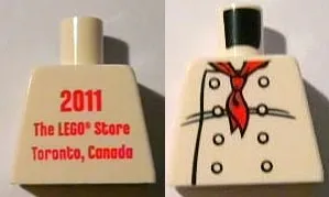 Torso Chef with 8 Buttons, Long Red Neckerchief Scarf Front, 2011 The LEGO Store Toronto, Canada Back Pattern