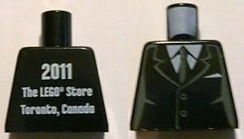 Torso Suit with 2 Buttons, Gray Sides, Gray Centerline and Tie Front, 2011 The LEGO Store Toronto, Canada Back Pattern