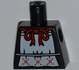 Torso White Apron with Red Ribbon Pattern