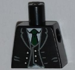 Torso Jacket and Vest with Buttons and White Shirt and Green Tie Pattern