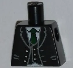 Torso Jacket and Vest with Buttons and White Shirt and Green Tie Pattern