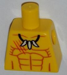 Torso Bare Chest with Medium Nougat Muscles Outline, Dark Orange Scratches, White Animal Tooth / Claw Necklace Pattern