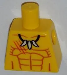 Torso Bare Chest with Medium Nougat Muscles Outline, Dark Orange Scratches, White Animal Tooth / Claw Necklace Pattern