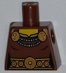 Torso Female Dress with Gold Belt, Shoulder Straps and Medium Azure Necklace Pattern