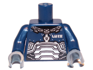 Torso Space Armor with 'LUIZ' Pattern / Dark Blue Arms / Dark Bluish Gray Hands
