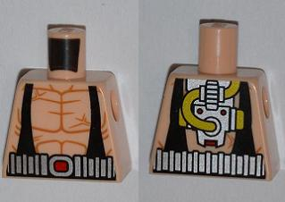 Torso Batman Muscles Outline with Black Suspenders and Silver Belt, Yellow Hoses on Back Pattern