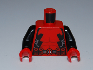 Torso Muscles Outline with Belt and Black Sides Pattern / Black Arms / Red Hands