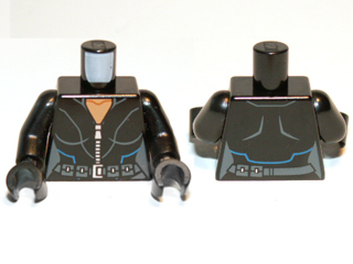 Torso Female Silver Zippered Suit with Belt, Buckle and Blue Lines Pattern / Black Arms / Black Hands