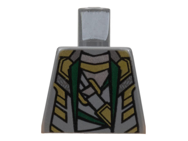 Torso Suit with Dark Green Lapels, Silver and Gold Highlights Pattern