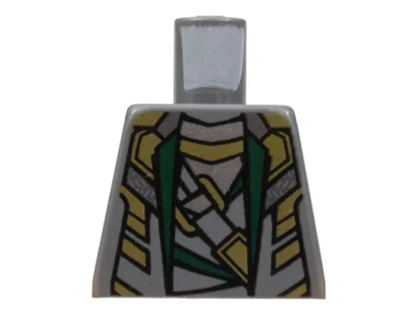 Torso Suit with Dark Green Lapels, Silver and Gold Highlights Pattern