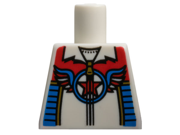 Torso Jacket with Gold Zipper, Red Star in Blue Circle with Wings Pattern