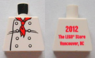 Torso Chef with 8 Buttons, Long Red Neckerchief Front, 2012 The LEGO Store Vancouver, BC Back Pattern
