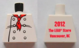 Torso Chef with 8 Buttons, Long Red Neckerchief Scarf Front, 2012 The LEGO Store Vancouver, BC Back Pattern