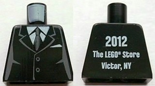 Torso Suit with 2 Buttons, Gray Sides, Gray Centerline and Tie Front, 2012 The LEGO Store Victor, NY Back Pattern