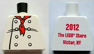 Torso Chef with 8 Buttons, Long Red Neckerchief Scarf Front, 2012 The LEGO Store Victor, NY Back Pattern