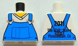 Torso V-Neck Shirt with Blue Overalls Front, 2011 The LEGO Store Pleasanton, CA Back Pattern