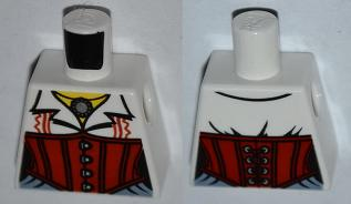 Torso Monster Fighters Female Blouse with Necklace and Red Corset Pattern