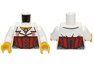 Torso Monster Fighters Female Blouse with Necklace and Red Corset Pattern / White Arms / Yellow Hands