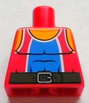 Torso Tank Top with Blue Center Panel and Black Belt Pattern