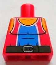 Torso Tank Top with Blue Center Panel and Black Belt Pattern