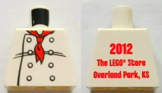 Torso Chef with 8 Buttons, Long Red Neckerchief Scarf Front, 2012 The LEGO Store Overland Park, KS Back Pattern