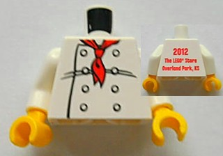 Torso Chef with 8 Buttons, Long Red Neckerchief Front, 2012 The LEGO Store Overland Park, KS Back Pattern / White Arms / Yellow Hands